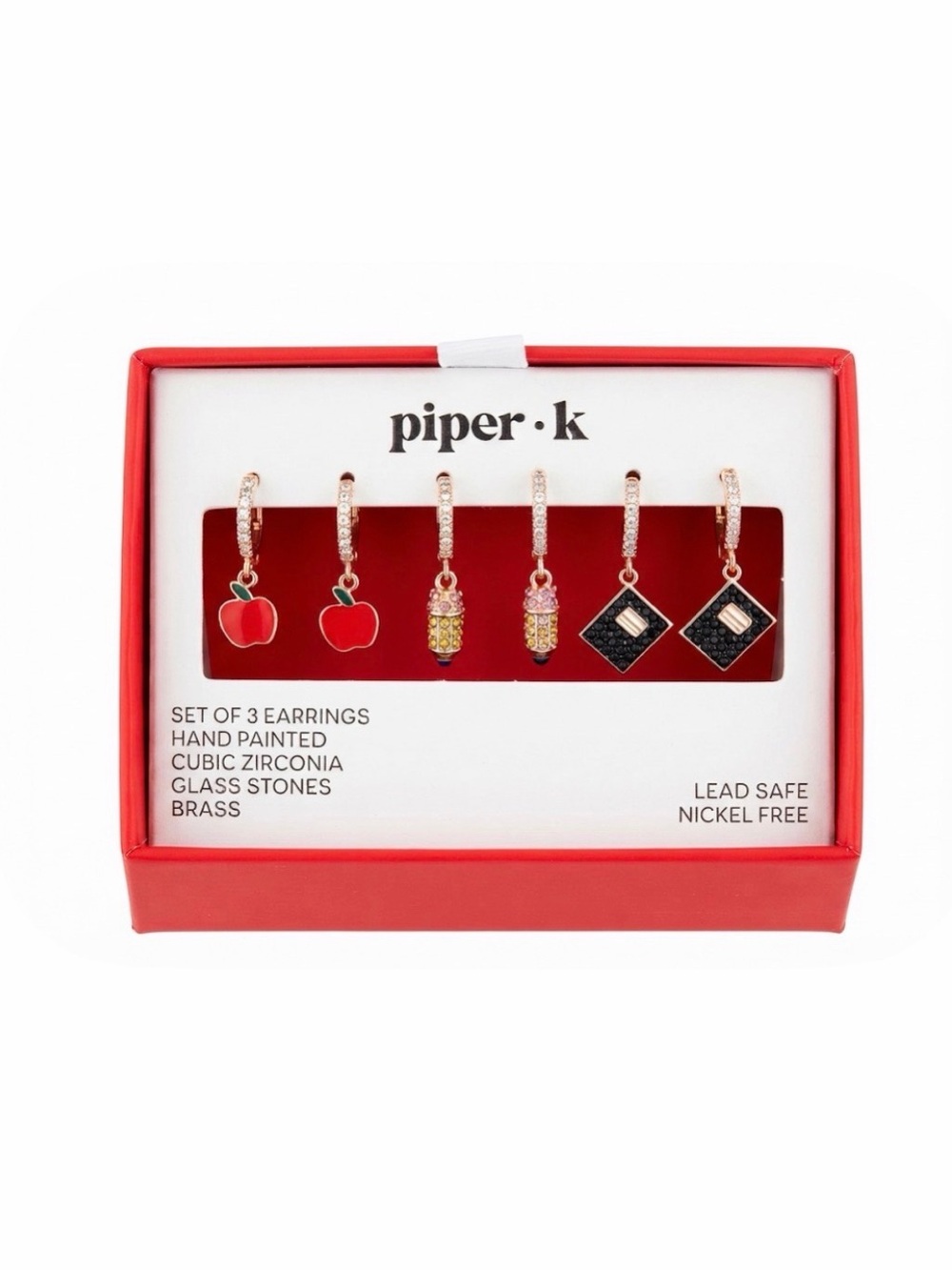 NWT ⚜️🍎⚜️ Piper K Back to School Earring Set 3 Pairs